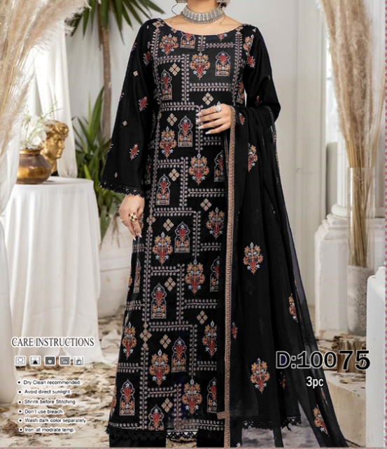 Maria.b 3 Pc Un-Stitched Embroidered Dhanak Dress (Shirt ,Trouser & Dupatta) Design #10069