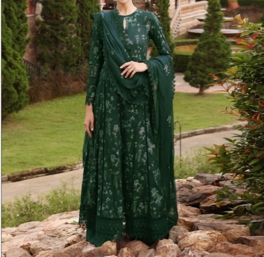 Bareeze GREEN Unstitched 3-Piece Embroidered Dhanak Suit with Dupatta & Trouser - Design #109