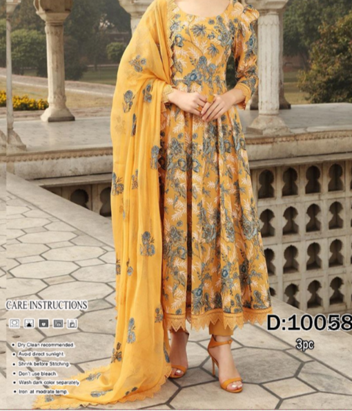 Bareeze 3-Piece Unstitched Embroidered Dhanak Dress (Shirt, Trouser & Dupatta) Design #10058